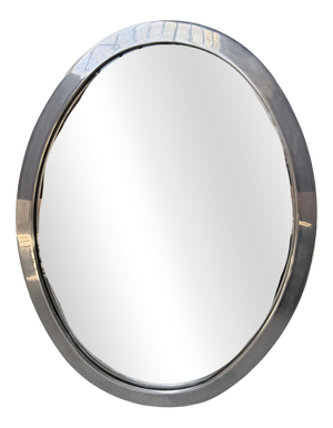 Oval Silver-Plated Metal Mirror, 1950s