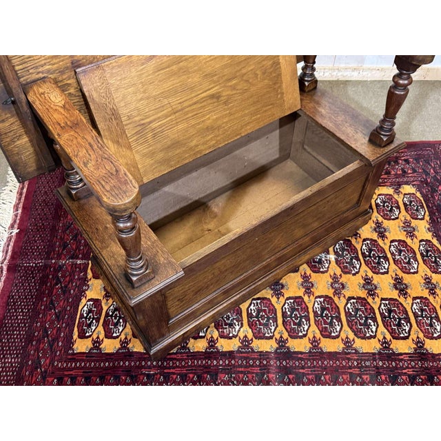 English Oak Storage Bench, 1930s For Sale - Image 10 of 16