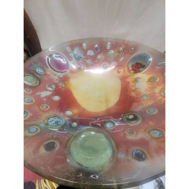 Vintage 1970s Op Art Dichroic Glass Centerpiece Bowl — Color Explosion Design For Sale - Image 4 of 10