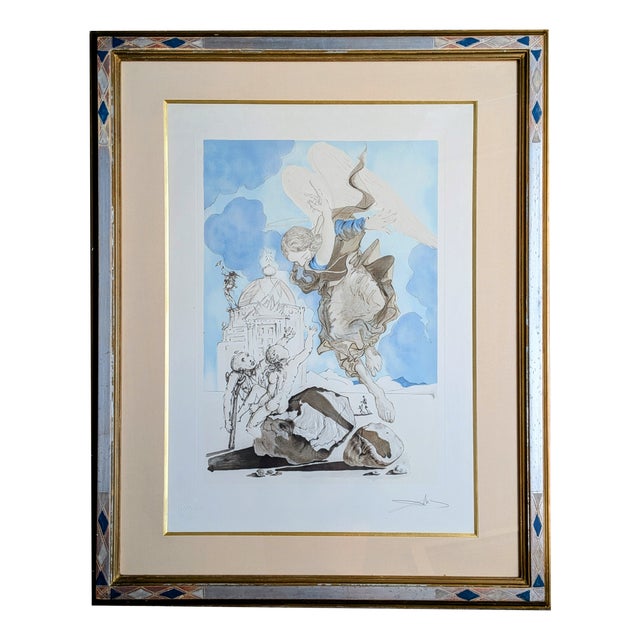 Salvador Dali, The Archangel Raphael, Hand-Signed Aquatint and Relief on Paper, 1980s For Sale