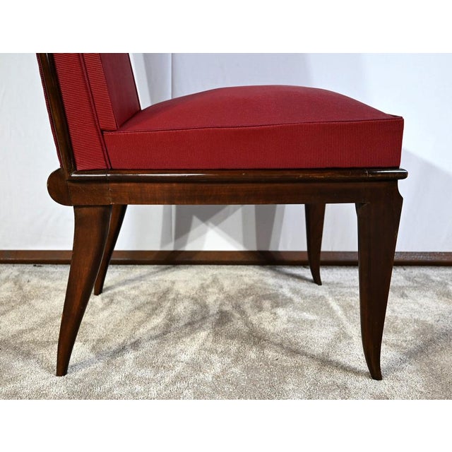 Art Deco Dining Chairs in Beech attributed to J. Leleu for Maison Leleu, 1940s, Set of 8 For Sale - Image 13 of 18