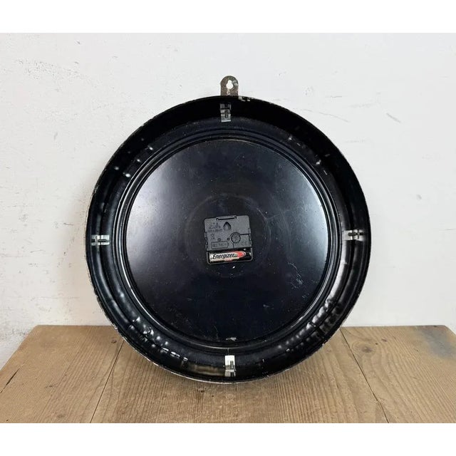 Industrial German Black Factory Wall Clock, 1950s For Sale - Image 16 of 17