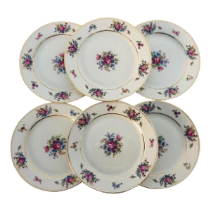 Vintage Tirschenreuth "Queen's Rose" Pattern Dessert Plates- Set of 6