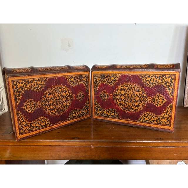 Italian Tooled Leather Book Safes, a Pair For Sale In Philadelphia - Image 6 of 9