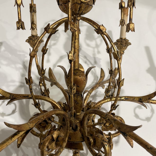 Traditional Currey & Co 6 Light Gold Floral Chandelier For Sale - Image 3 of 8