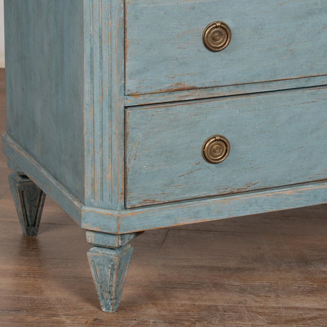 Pair, 19th Century Blue Gustavian Pine Chest of Drawers For Sale - Image 9 of 11