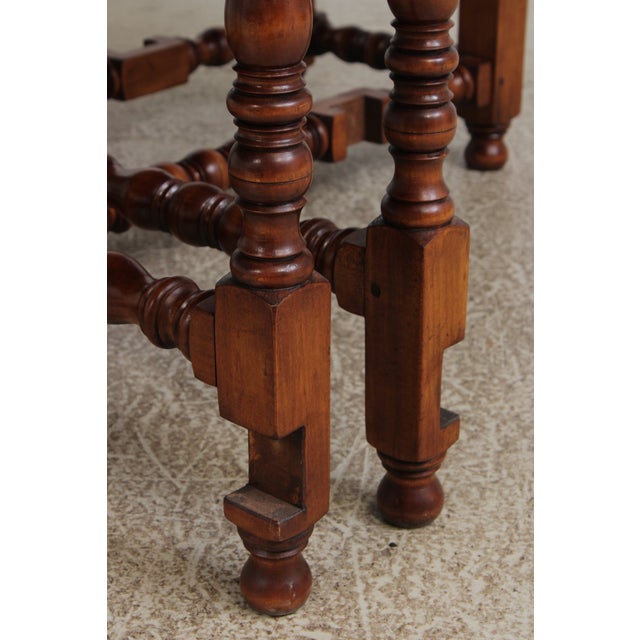 Custom Made Large Walnut Gateleg Drop Leaf Dining Table For Sale - Image 16 of 18