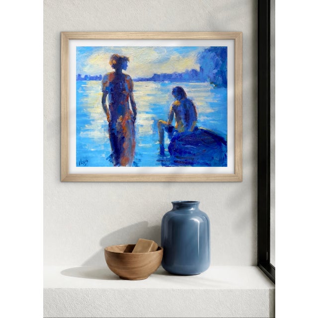 Where the Water Waits - Original Oil Waterscape Figures For Sale - Image 4 of 10