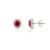 Art Deco 14k Gold Classic Oval Cut Ruby & Diamond Halo Stud Earrings for Her- A Pair For Sale - Image 3 of 12