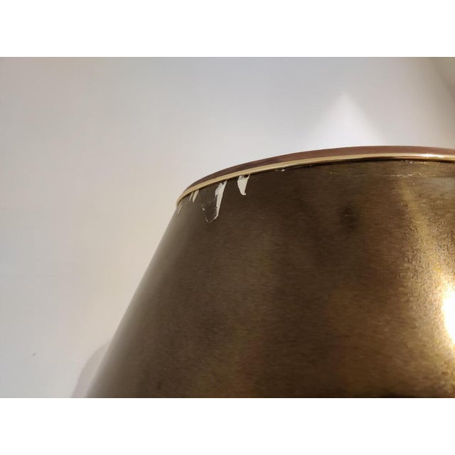 Elegant vase shaped floor lamp by Maison Le Dauphin. This partially brass floor lamp has a great color, dark red or orange...