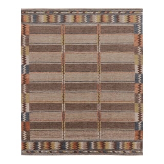 Contemporary Scandinavian Style Striped Geometric Wool Rug by Rug & Kilim For Sale