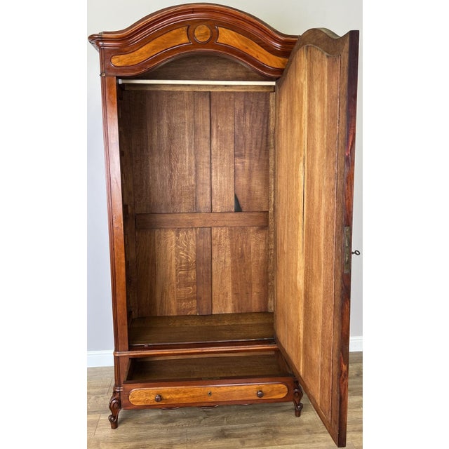 Antique French Style Carved Mahogany Mirrored Wardrobe For Sale - Image 16 of 17