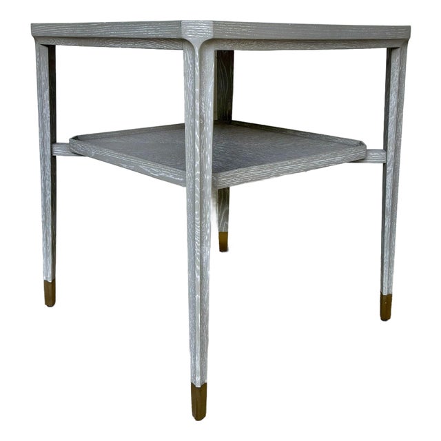 Villa Ad Home Modern Gray Cerused Oak Bertram SIde Table For Sale