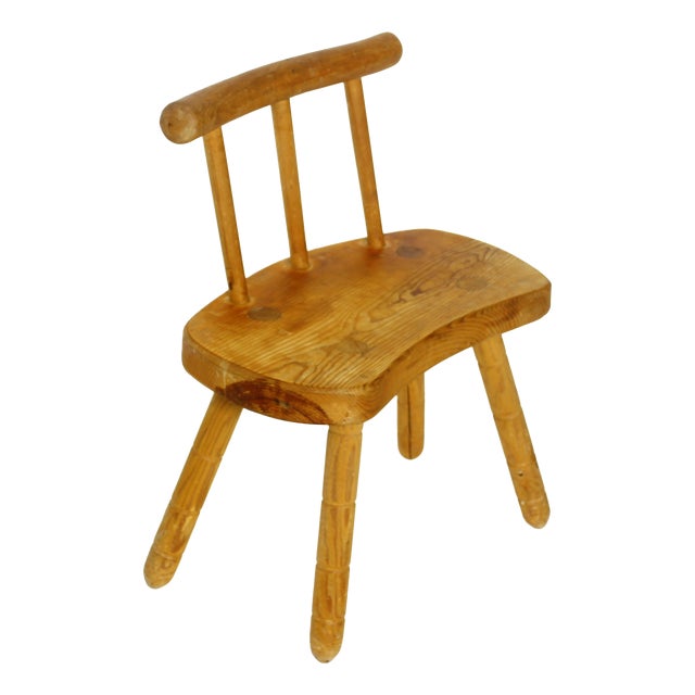 Swedish Stool in Pith Pine, 1975 For Sale