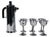Chrome and plastic cocktail set including a shaker ( marked L.B. Chromium Plated ) and six chrome cocktail glasses. The...