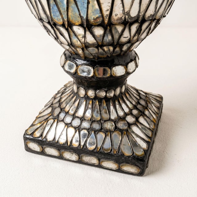 Handcrafted Baluster Lamp in Mirror Mosaic and Frosted Glass, 1990s For Sale - Image 3 of 7