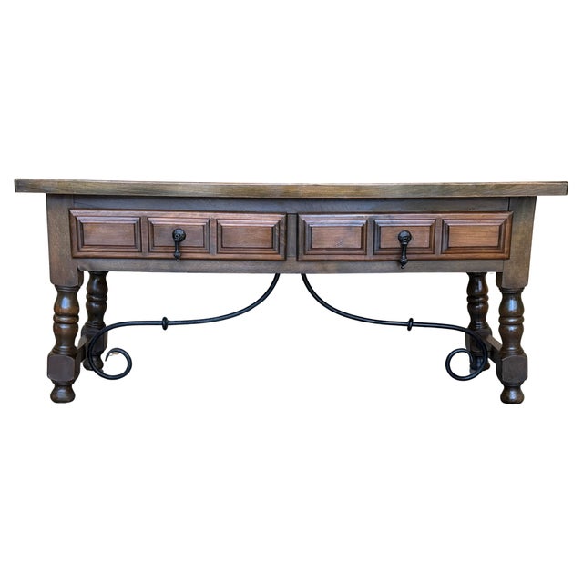 Early 20th Century Spanish rectangular coffee table with turned legs and four drawers For Sale - Image 15 of 18