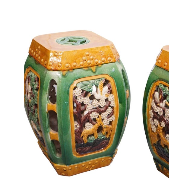 Mustard 1960s Pair of Terra Cotta Garden Seats / Plant Stands For Sale - Image 8 of 8