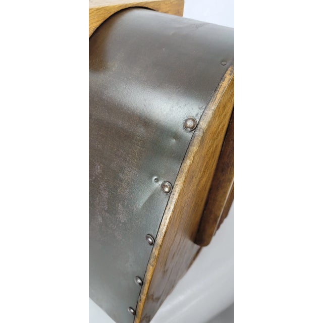 Wood Vintage Art Deco Wood and Metal Magazine Rack For Sale - Image 7 of 9