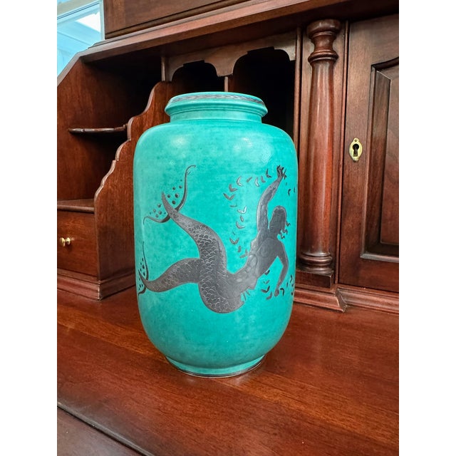 A striking Scandinavian Art Deco / Swedish Grace stoneware vase from Wilhelm Kåge’s celebrated Argenta series for...