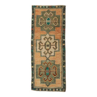 Turkish Mini Rug Oriental Hand Knotted Vintage Rug 1'5" x 3'6" #21214 For Sale