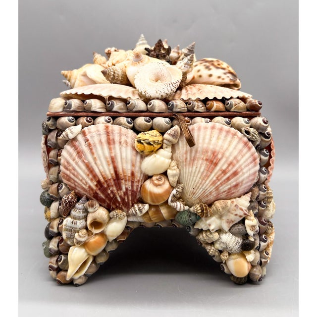 Large 1970s Nautical Shell-Encrusted Box – Vintage Coastal Shellcore Decor For Sale - Image 11 of 12