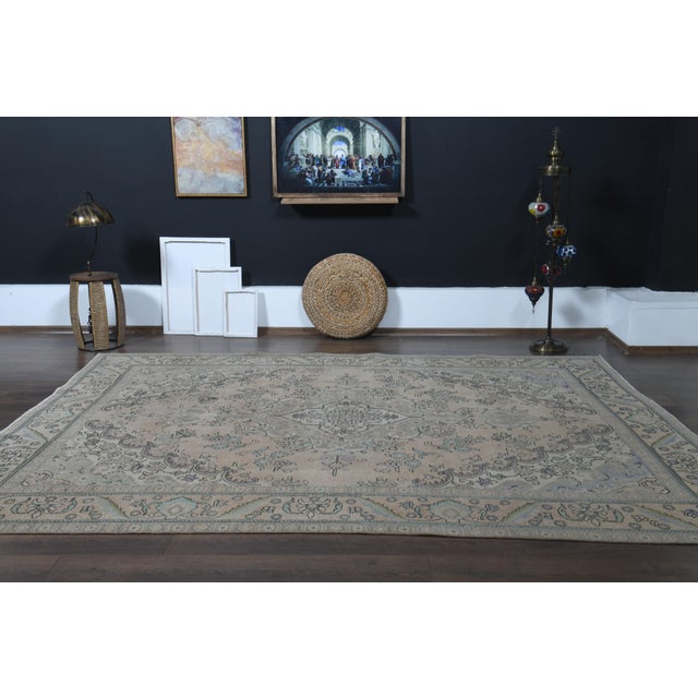 Orange 1970s Vintage Persian Handmade Wool Cotton Orange Area Rug For Sale - Image 8 of 11