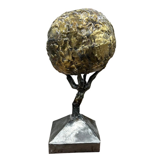 Mid Century Mixed Metal Sculpture For Sale
