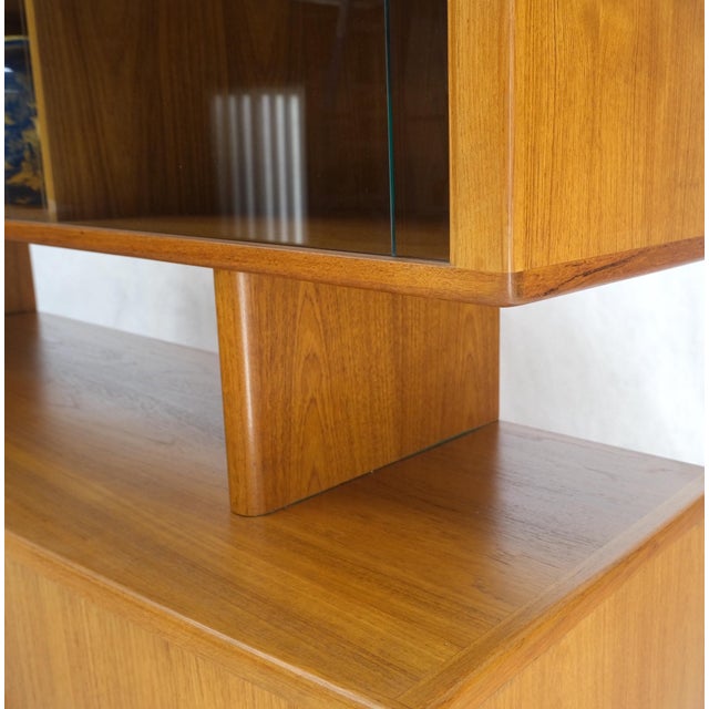 Wood Danish Mid-Century Modern Teak Credenza Tambour Doors Hutch For Sale - Image 7 of 12