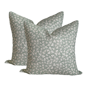 A Pair of Lauren Servati Textiles, Vera // Eau De Nil Pillows, 22"x22"