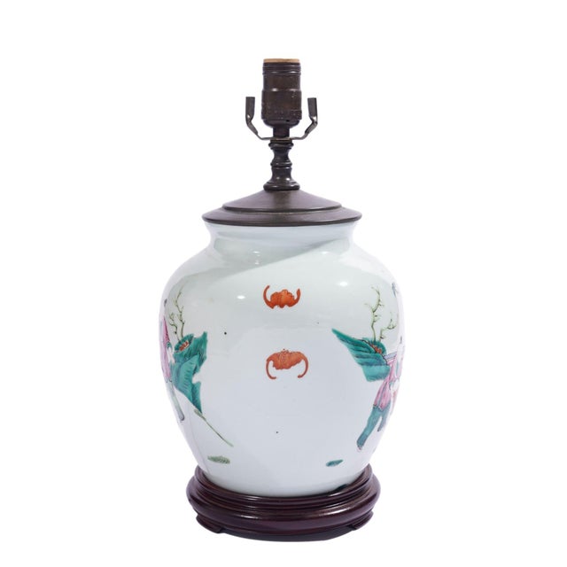 Late 19th Century Chinese Ginger Jar Lamp in Polychrome Enamels, C. 1890-1910 For Sale - Image 5 of 7