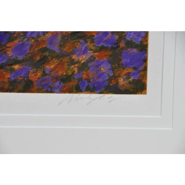 (YOU CAN MAKE REASONABLE OFFERS.) This is a beautiful framed serigraph depicting lilies around a pond. It is framed in an...