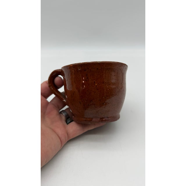 A Very Nice Antique Folk Art Pennsylvania Redware Mug, Circa 1850s' For Sale - Image 11 of 18
