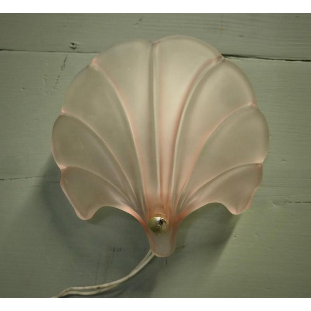 1980s Art Deco French Pink Glass Shell Wall Lights, 1980, Set of 2 For Sale - Image 5 of 8