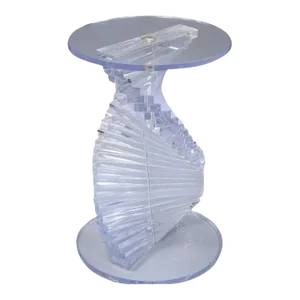 Vintage Mid Century Modern Spiral Stacked Helix Lucite Pedestal Side Table