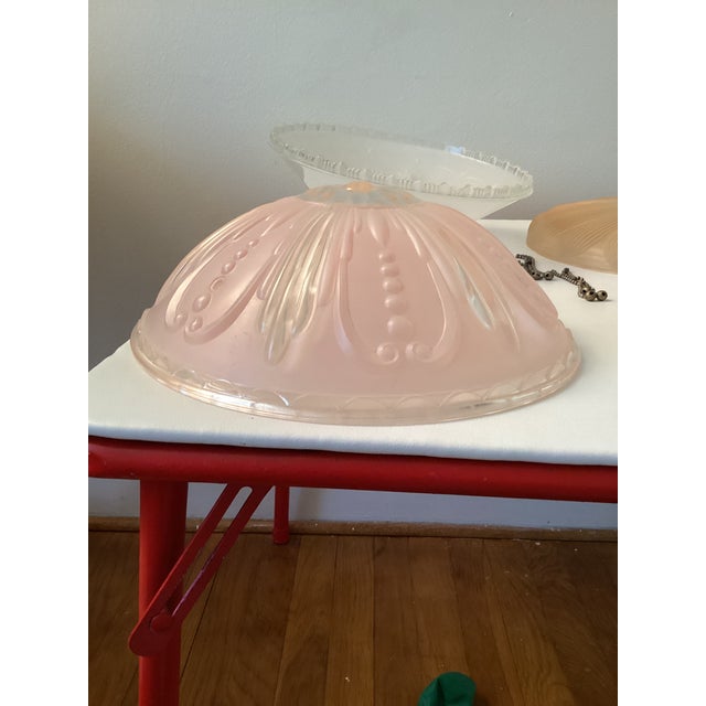 Vintage Patterned Glass Ceiling Shades - Set of 4 For Sale - Image 9 of 15