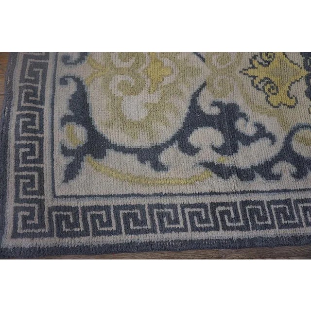 1920s White Medallion Antique Japanese Cotton Nabeshima Dantsu Carpet 3' X 5'10" Knotted Wool Rug For Sale - Image 11 of 13