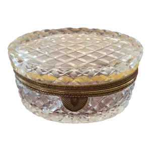 1940s Antique Attributed Baccarat Large Crystal Jewelry Box Casket