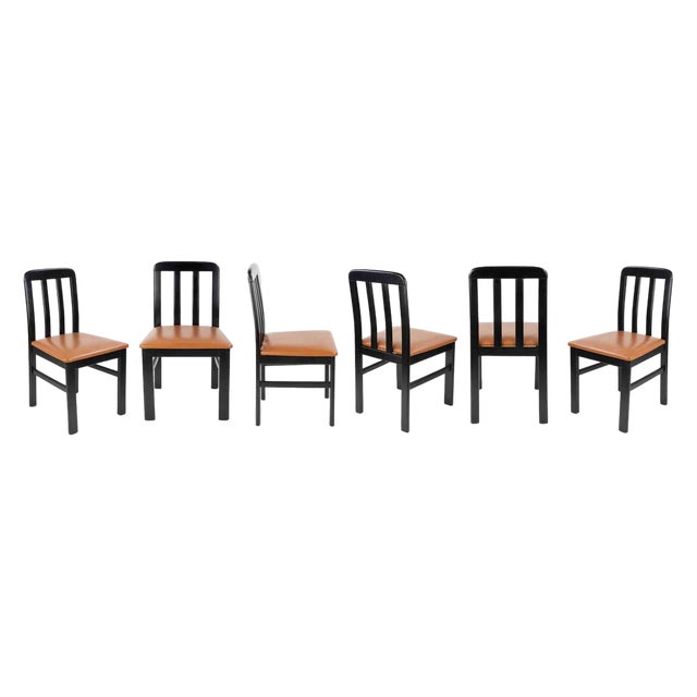 Vintage Art Deco Style Chairs, Italy, 1970s, Set of 6 For Sale