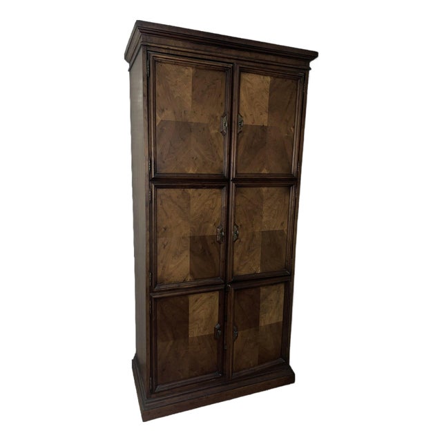 Late 20th Century Drexel Heritage Solid Wood Two-Door Armoire With Interior Drawers For Sale