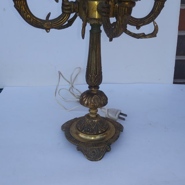 This is a mid century European/French style 5 light candelabra in French Louis XV style, made in Spain. It meets all USA...