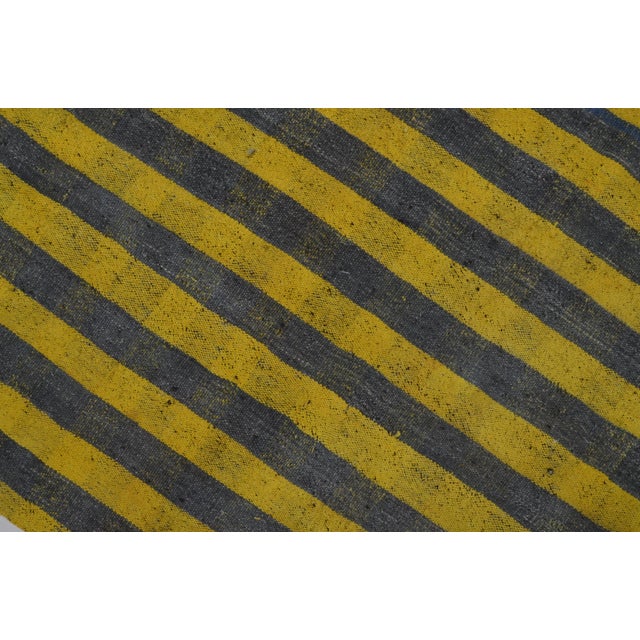 Neutral Stripe Vintage Wool Kilim Rug For Sale - Image 4 of 7