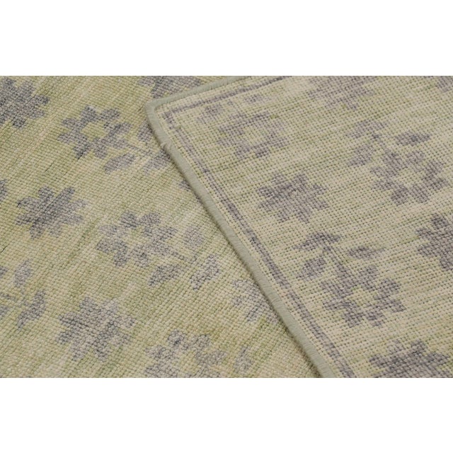 Green Rug & Kilim’s Block Print Rug With Gray, Chartreuse and Ochre Florals For Sale - Image 8 of 10