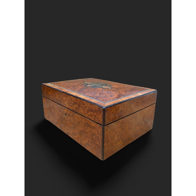 Napoleon III Elm Burl and Marquetry Box For Sale - Image 4 of 18