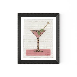 Kitty the Martini by Willa Heart in Brimfield Black Frame, Mini Art Print For Sale