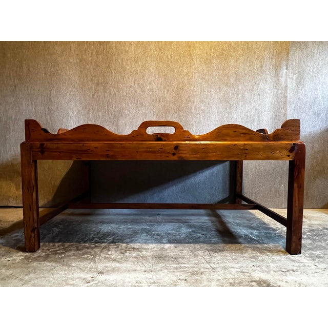 Late 20th Century Large Ralph Lauren Knotty Pine Tray Top Coffee Table For Sale - Image 10 of 12