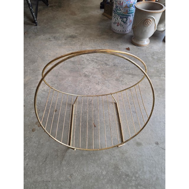 Vintage Mid-Century Modern Brass Hoop Wire Log Holder & Record Rack For Sale - Image 16 of 17