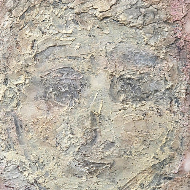 Beige Brutalist Expressionist Double Portrait by Carmel Foglia De La Pena For Sale - Image 8 of 9