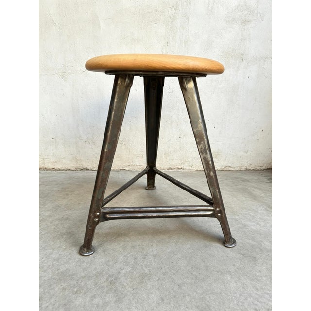 1930s Industrial Work Stool from Rowac, 1930s For Sale - Image 5 of 10