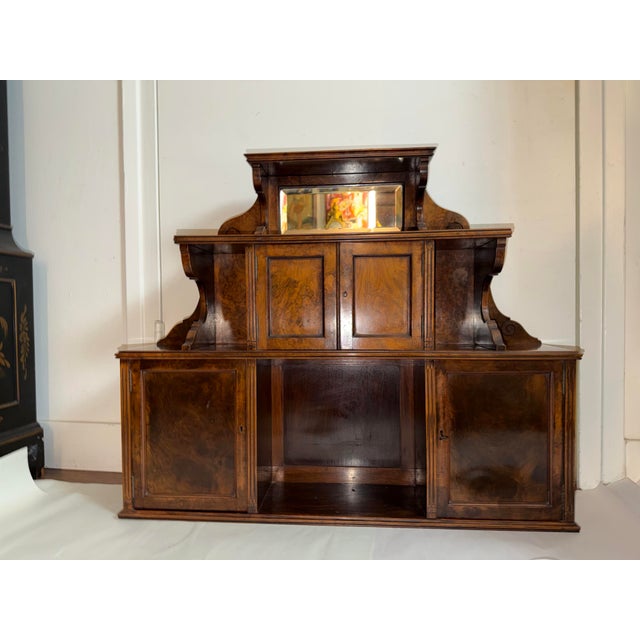 Wood Antique Victorian English Wall Cabinet or Hutch With Burled Wood For Sale - Image 7 of 11